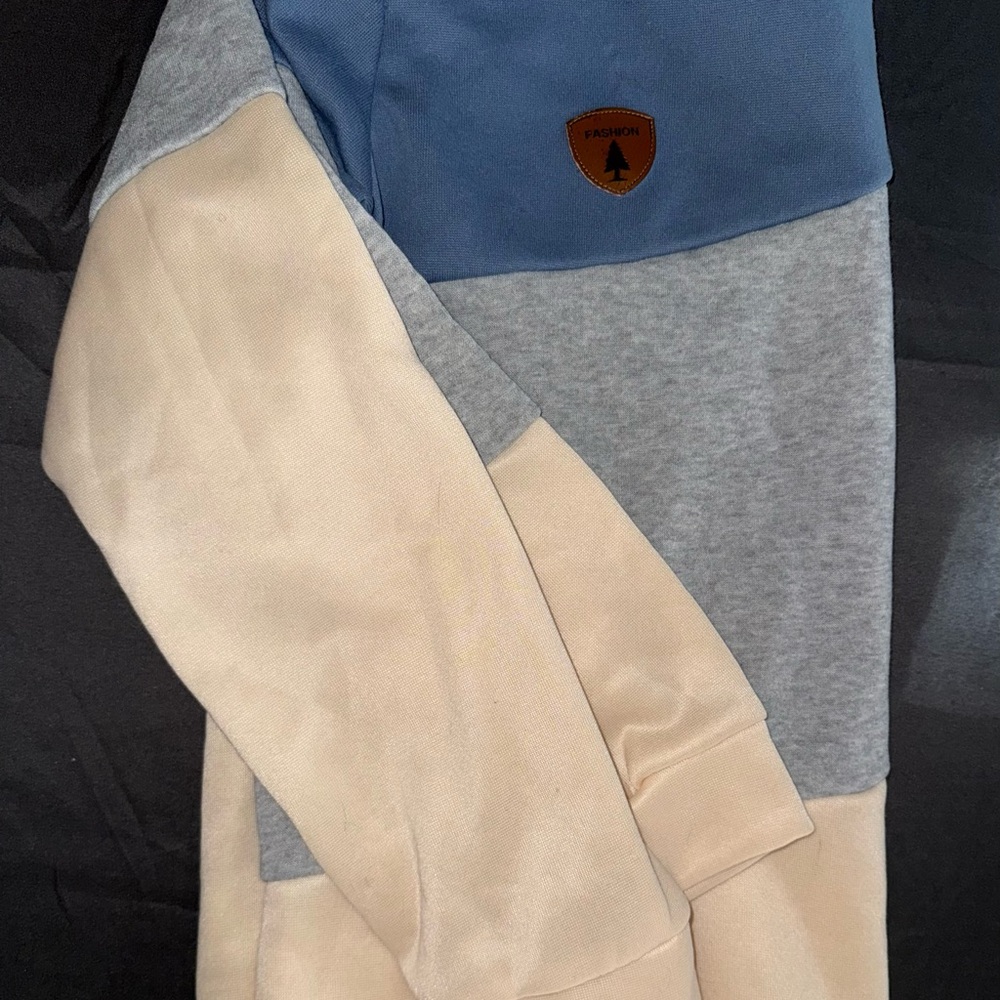 Blue and Gray Colorblock Hoodie